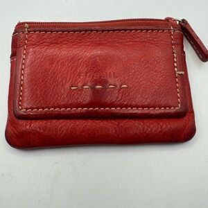 Fossil Red Leather Mini Coin Wallet